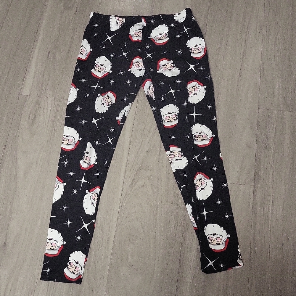 No Boundaries Black Santa Face Holiday Leggings